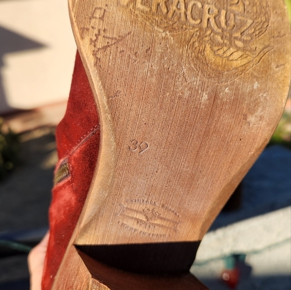 Vera Cruz Sundance Sagebrush boots  Burgundy suede brown leather‎ trim Tall - Picture 11 of 11